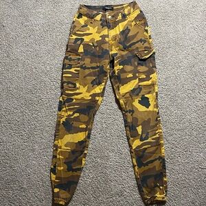 yellow camo cargo pants